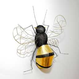 Large Bronze Bee Sculpture, Insect Wire Art Original Design, Bug Wall Decor - thumbnail 1