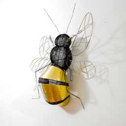 Large Bronze Bee Sculpture, Insect Wire Art Original Design, Bug Wall Decor - thumbnail 4