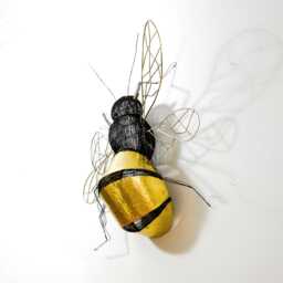 Large Bronze Bee Sculpture, Insect Wire Art Original Design, Bug Wall Decor - thumbnail 3
