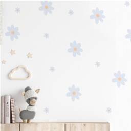 Floral Daisy Wall Stickers - Flower Decal For Kids Bedroom, Nursery, Playroom Children's Repositionable Fabric Mural
