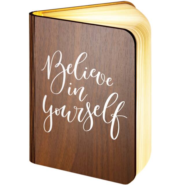 Personalised Wooden Folding Magnetic Glowing Led Book Lamp Featuring Believe in Yourself Design - image 1