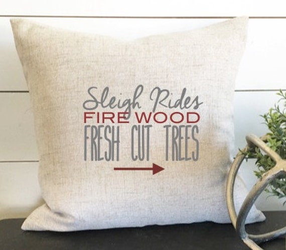 Sleigh Rides Fresh Cut Christmas Trees Cabin Pillow Holiday Covers Farmhouse Winter Cover