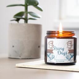 Autumn Rainy Day Soy Candle - Book Lover Gift, Homemade Scented - thumbnail 2