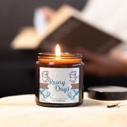 Autumn Rainy Day Soy Candle - Book Lover Gift, Homemade Scented - thumbnail 3