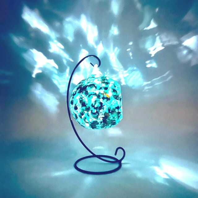 Teal & Gold Abstract Glass Candle Holder Hand-Painted Home Decor - image 1
