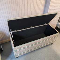 Luxury Storage Ottoman in James Hare Paxton Fabric, Handmade Upholstered Blanket Box, Bench, Coffee Table - thumbnail 2