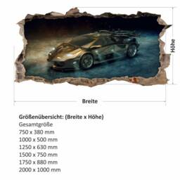 104 Wall Decal Sports Car Black Gold - Hole in The Wall - thumbnail 2