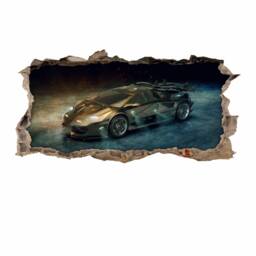 104 Wall Decal Sports Car Black Gold - Hole in The Wall