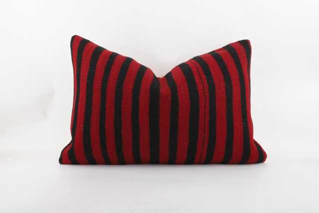 Handmade Turkish Kilim Pillow Cover 16x24 Stripe Wool Cushion - image 1