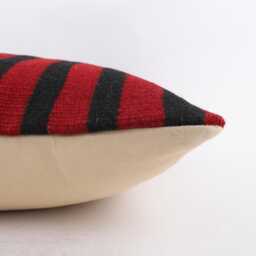 Handmade Turkish Kilim Pillow Cover 16x24 Stripe Wool Cushion - thumbnail 4
