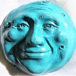Full Moon Wall Sculpture in Turquoise, Original Artwork For Home & Garden By Claybraven - thumbnail 3