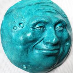 Full Moon Wall Sculpture in Turquoise, Original Artwork For Home & Garden By Claybraven - thumbnail 2