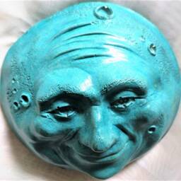 Full Moon Wall Sculpture in Turquoise, Original Artwork For Home & Garden By Claybraven - thumbnail 4
