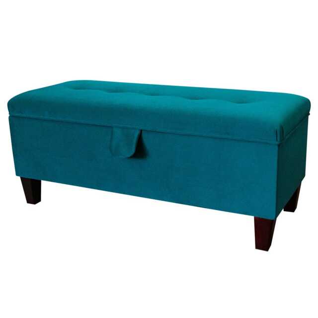 Teal Buttoned Storage Bench - Velvet Ottoman Handmade in Britain - image 1