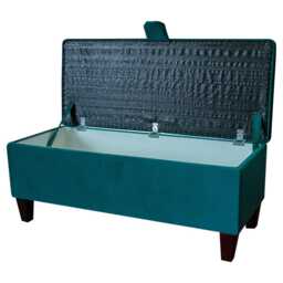 Teal Buttoned Storage Bench - Velvet Ottoman Handmade in Britain - thumbnail 3