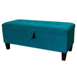 Teal Buttoned Storage Bench - Velvet Ottoman Handmade in Britain - thumbnail 1
