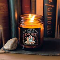 A Tale As Old Time Candle, Beauty & The Beast, Princess & Prince, Vintage Princess, Fantasy Reader Candle, Book Lover, Librarian Candle - thumbnail 3