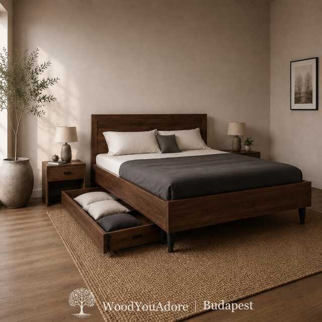"Solid Walnut Wood Bed Frame ""Budapest" - image 1