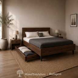 "Solid Walnut Wood Bed Frame ""Budapest"