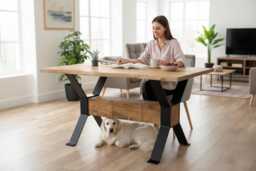 Industrial Live Edge Dining Table - Log Beam Base