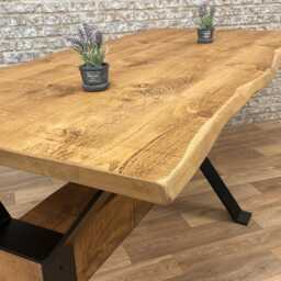 Industrial Live Edge Dining Table - Log Beam Base - thumbnail 4