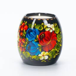 Made in Ukraine Petrykivka Tealight Candle Holder Ukrainian Wooden Folk Art Christmas Decor S012 - thumbnail 3