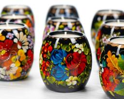 Made in Ukraine Petrykivka Tealight Candle Holder Ukrainian Wooden Folk Art Christmas Decor S012