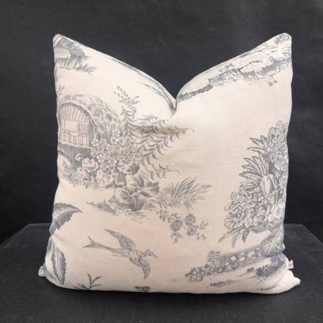Chivasso Whisperers Garden Luxury Designer Toile Linen Grey Sofa Cushion Pillow Cover - image 1