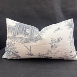 Chivasso Whisperers Garden Luxury Designer Toile Linen Grey Sofa Cushion Pillow Cover - thumbnail 3