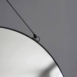 "Round Wall Mirror, Minimalist Circle Hanging Black Stained Glass Industrial Decorative 8"", 10"", 12" - thumbnail 3