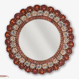 "Decorative Cuzcaja Round Mirror Wall 23.6In ""Red Blossom" - thumbnail 2