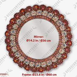 "Decorative Cuzcaja Round Mirror Wall 23.6In ""Red Blossom" - thumbnail 4