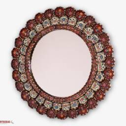 "Decorative Cuzcaja Round Mirror Wall 23.6In ""Red Blossom" - thumbnail 3