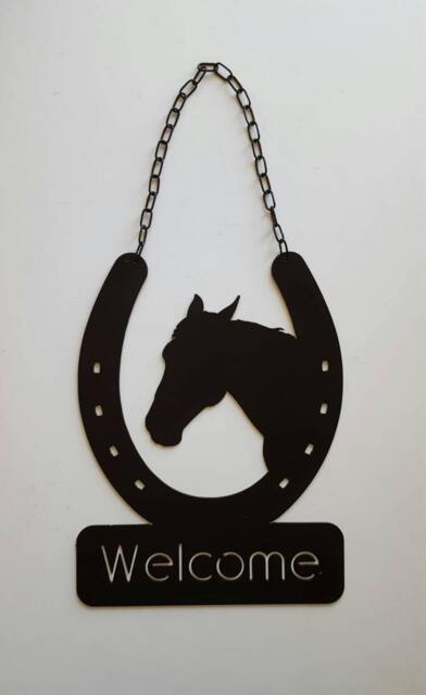 Horse Welcome Sign. Horseshoe Metal Wall Art. Western Ranch Decor. Home Rustic - image 1