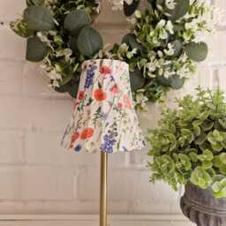 Cordless Touch Lamp. Beautiful Pink & Blue Floral Usb Rechargeable Table Lamp.hand Decorated - thumbnail 2