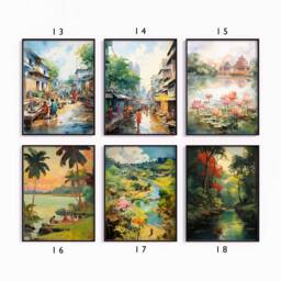 Bangladesh Poster Sets, Travel Prints, Asian Art, Floral Print, Folk Art Poster, Gallery Wall, Gift, A1/A2/A3/A4 - thumbnail 3