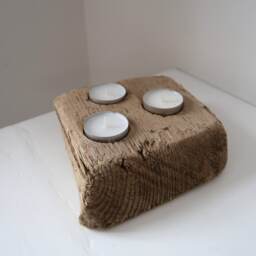 Simple Driftwood Tea Light Holder - Rustic Candle Made Of Lighting For Country House Decoration - thumbnail 1