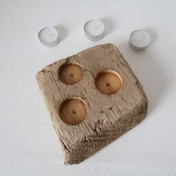 Simple Driftwood Tea Light Holder - Rustic Candle Made Of Lighting For Country House Decoration - thumbnail 3