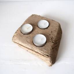 Simple Driftwood Tea Light Holder - Rustic Candle Made Of Lighting For Country House Decoration - thumbnail 2