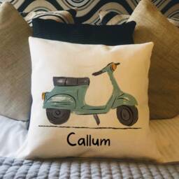 Personalised Moped Country Canvas Cushion - Customised Vehicle Linen Cover With Inner Filler - thumbnail 3