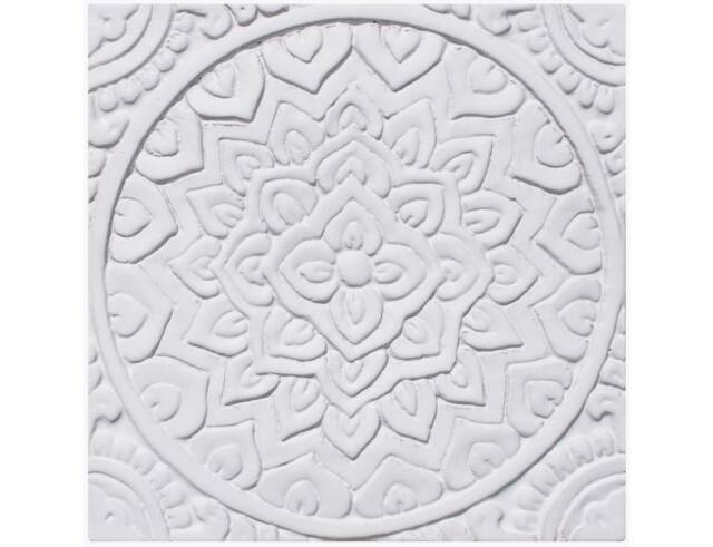 Handmade Ceramic Tile Mandala Wall Hanging Nepal Design, White(20cm/7.9 - image 1
