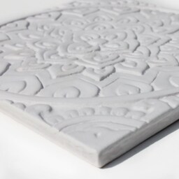 Handmade Ceramic Tile Mandala Wall Hanging Nepal Design, White(20cm/7.9 - thumbnail 3