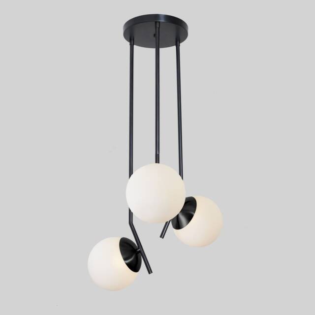 Mid Century Modern Brass 3-Light Globe Chandelier - image 1