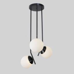 Mid Century Modern Brass 3-Light Globe Chandelier - thumbnail 1