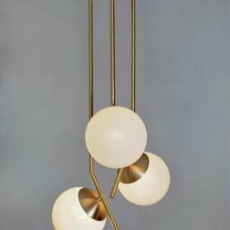 Mid Century Modern Brass 3-Light Globe Chandelier - thumbnail 2
