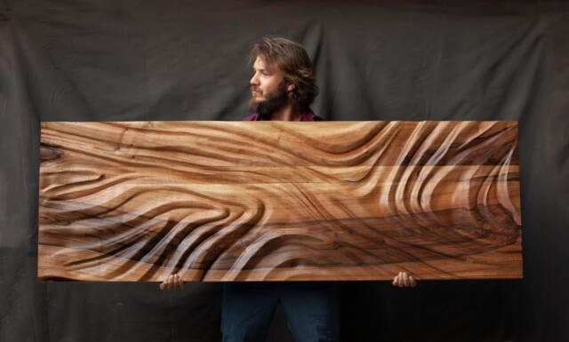 Large Size Wood Sculpture, Us Delivery Duty Paid, Wall Art, Modern Organic Relief Waves 3, Statement Art - image 1