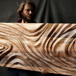 Large Size Wood Sculpture, Us Delivery Duty Paid, Wall Art, Modern Organic Relief Waves 3, Statement Art - thumbnail 3
