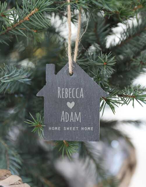 Personalised New Home Christmas Ornament - Couples Gift Slate Tree Decoration - image 1