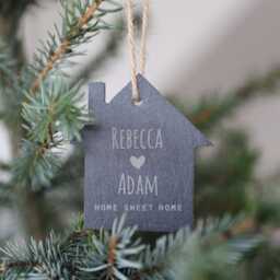 Personalised New Home Christmas Ornament - Couples Gift Slate Tree Decoration - thumbnail 4