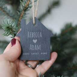 Personalised New Home Christmas Ornament - Couples Gift Slate Tree Decoration - thumbnail 2